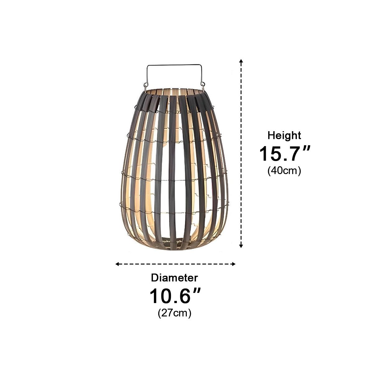 Rattan Hanging Lantern Shaped LED Light - Waterproof Outdoor Lamp, Solar / Hardwired Portable Garden Decor, Patio Lighting