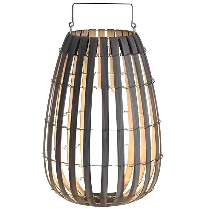 Rattan Hanging Lantern Shaped LED Light - Waterproof Outdoor Lamp, Solar / Hardwired Portable Garden Decor, Patio Lighting
