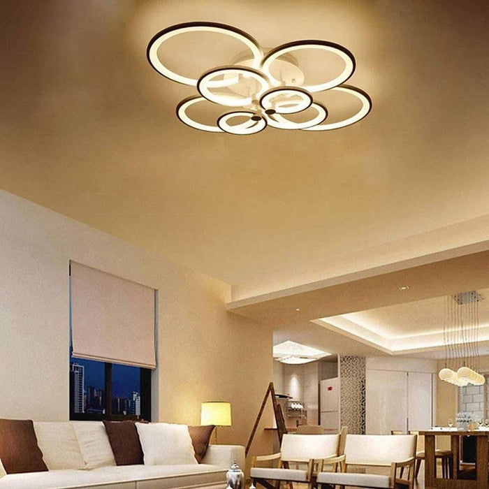 White/Black Acrylic Overlapping Rings LED Semi Flush Mount Ceiling Light