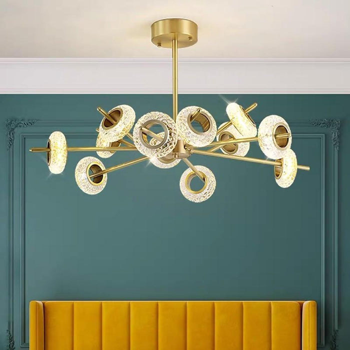 Electroplated Metal Crystal LED Gold Modern Chandeliers Ceiling Lights