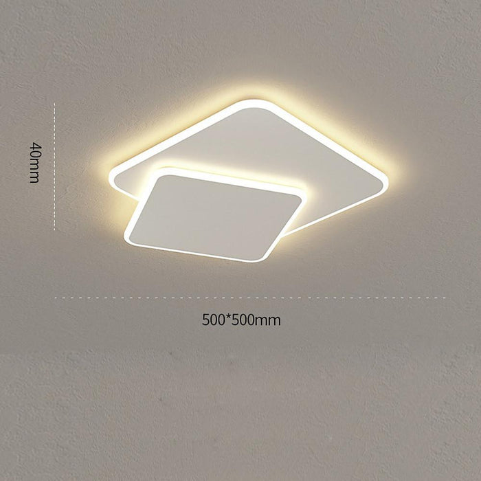 2 Square Metal Offset Flush Mounted Lights LED Bedroom Ceiling Lights