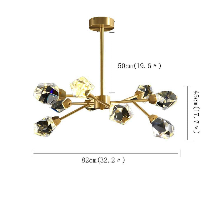 9-Light Electroplated Metal Crystal LED Gold Nordic Sputnik Chandelier