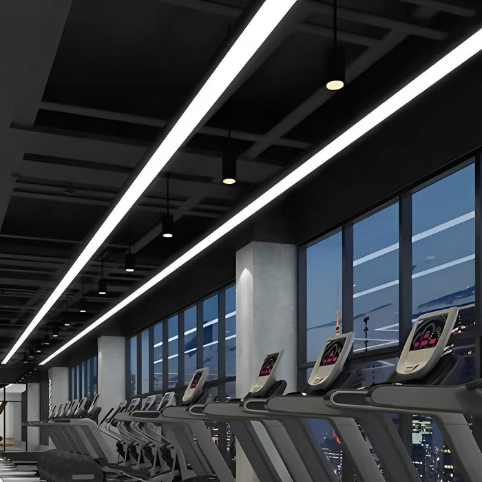 Linear LED Strip Light, Recessed/Surface Mount, Modern Commercial Office/Gym/Retail Lighting, Dimmable, Hardwired