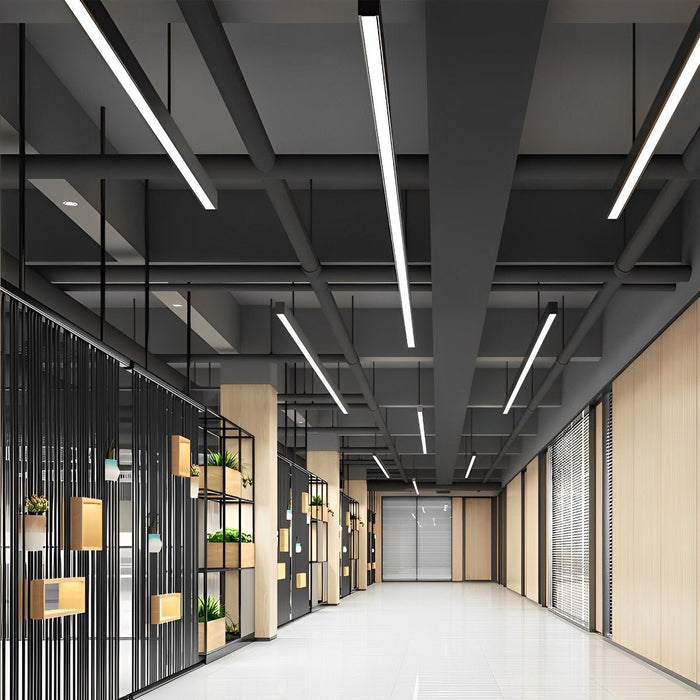Linear LED Strip Light, Recessed/Surface Mount, Modern Commercial Office/Gym/Retail Lighting, Dimmable, Hardwired