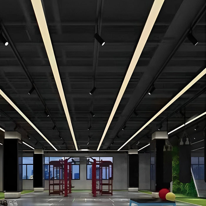 Linear LED Strip Light, Recessed/Surface Mount, Modern Commercial Office/Gym/Retail Lighting, Dimmable, Hardwired