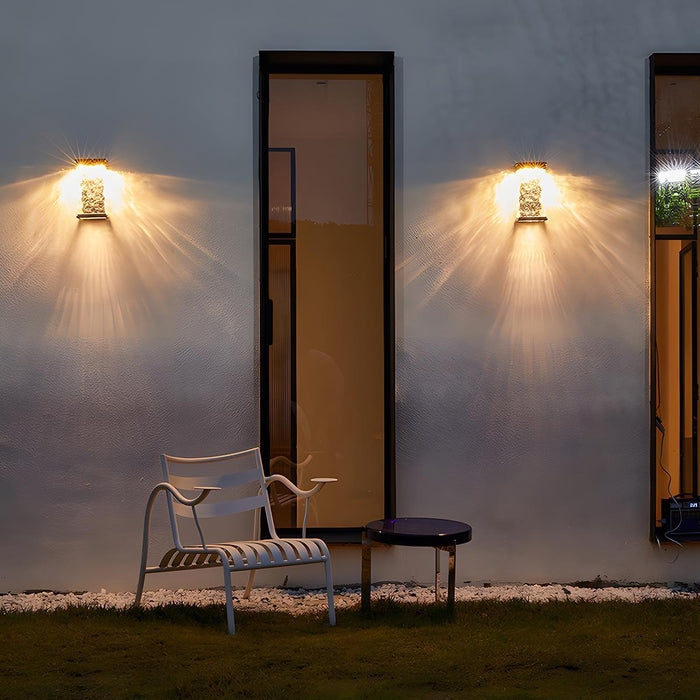 Rectangle Water Wave Outdoor Porch Light - LED Exterior Wall Fixture, Weatherproof Design