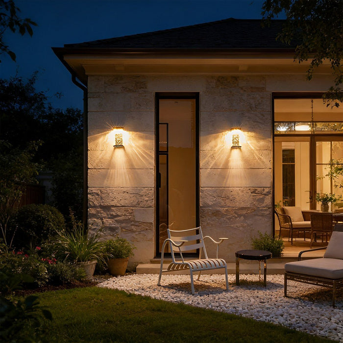 Rectangle Water Wave Outdoor Porch Light - LED Exterior Wall Fixture, Weatherproof Design