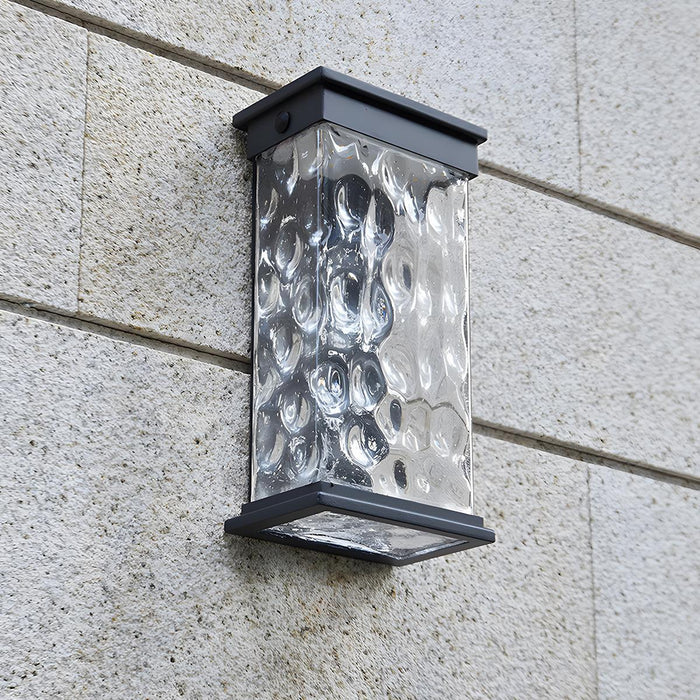 Rectangle Water Wave Outdoor Porch Light - LED Exterior Wall Fixture, Weatherproof Design