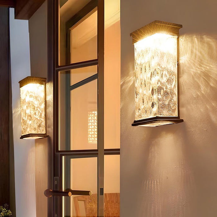 Rectangle Water Wave Outdoor Porch Light - LED Exterior Wall Fixture, Weatherproof Design