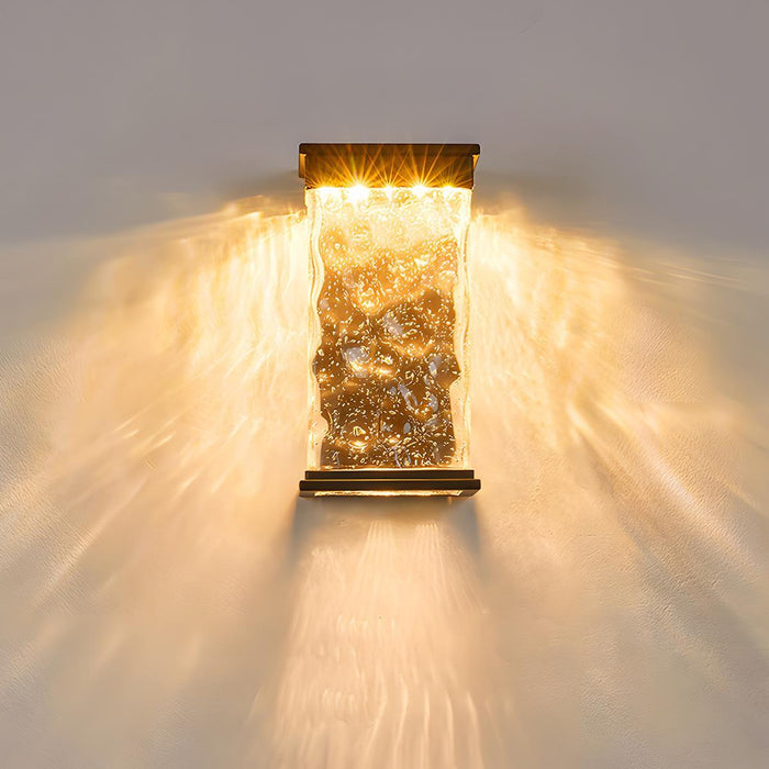 Rectangle Water Wave Outdoor Porch Light - LED Exterior Wall Fixture, Weatherproof Design