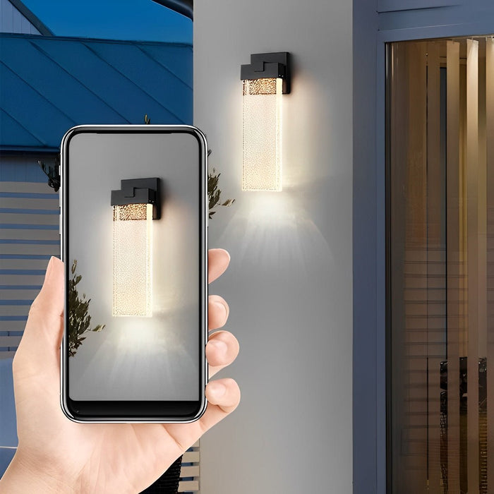 Rectangular Bubble Crystal Outdoor Wall Lamp - Modern Exterior Lighting Fixture for Patios, Porches, and Entryways