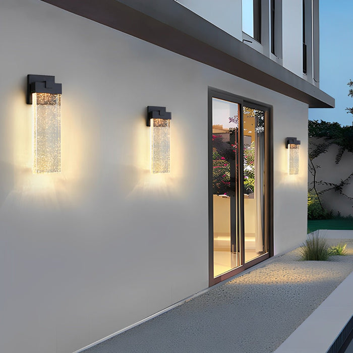 Rectangular Bubble Crystal Outdoor Wall Lamp - Modern Exterior Lighting Fixture for Patios, Porches, and Entryways