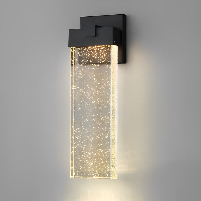 Rectangular Bubble Crystal Outdoor Wall Lamp - Modern Exterior Lighting Fixture for Patios, Porches, and Entryways