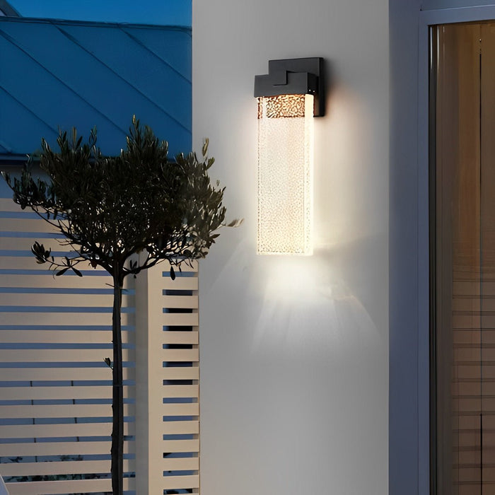 Rectangular Bubble Crystal Outdoor Wall Lamp - Modern Exterior Lighting Fixture for Patios, Porches, and Entryways