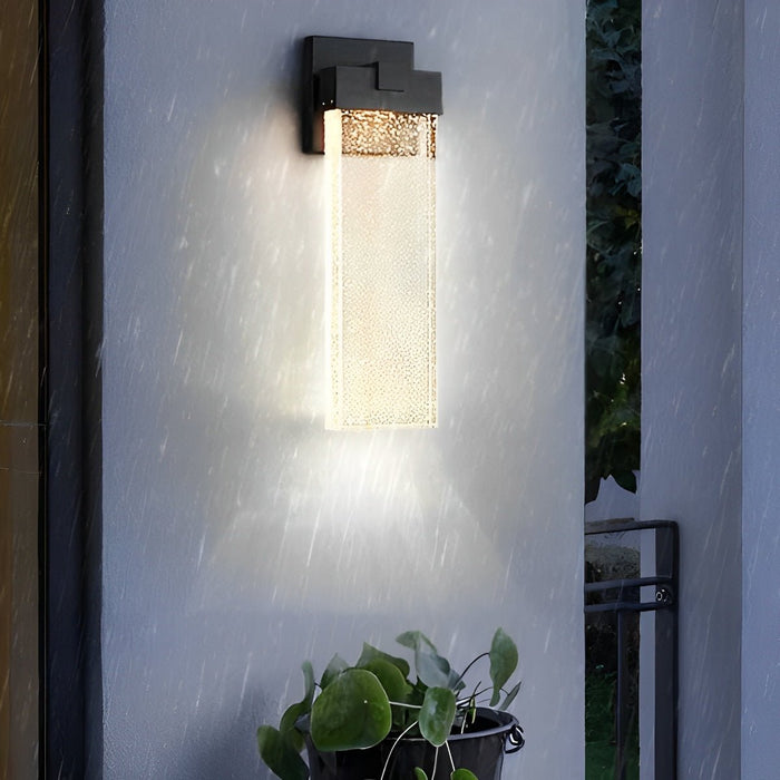 Rectangular Bubble Crystal Outdoor Wall Lamp - Modern Exterior Lighting Fixture for Patios, Porches, and Entryways