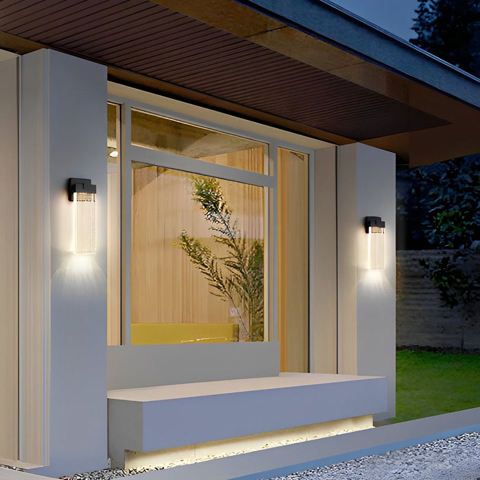 Rectangular Bubble Crystal Outdoor Wall Lamp - Modern Exterior Lighting Fixture for Patios, Porches, and Entryways