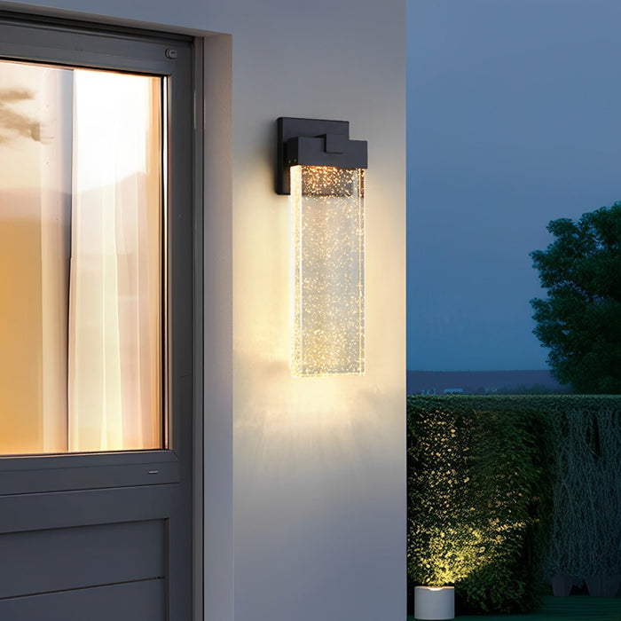 Rectangular Bubble Crystal Outdoor Wall Lamp - Modern Exterior Lighting Fixture for Patios, Porches, and Entryways