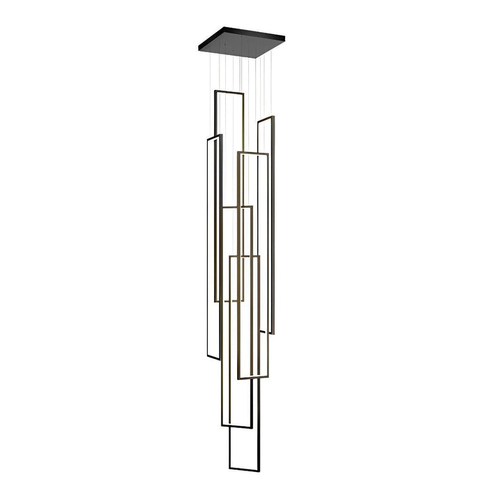 Rectangular Nordic Duplex Stair Chandelier - Modern Multi-Level Lighting, High Ceiling Foyer Fixture
