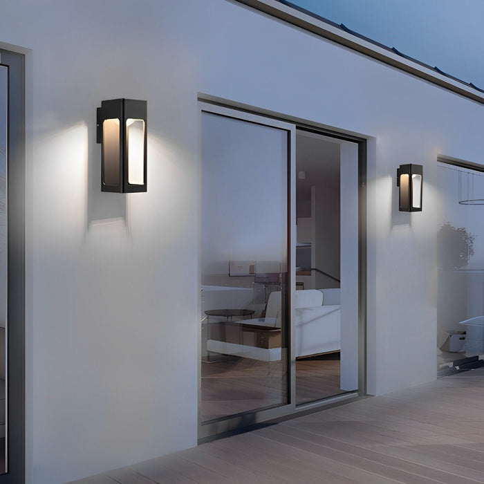 Rectangular Outdoor Wall Sconce - Modern Black LED Fixture, Weatherproof Exterior Lighting