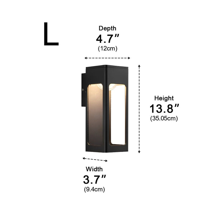 Rectangular Outdoor Wall Sconce - Modern Black LED Fixture, Weatherproof Exterior Lighting