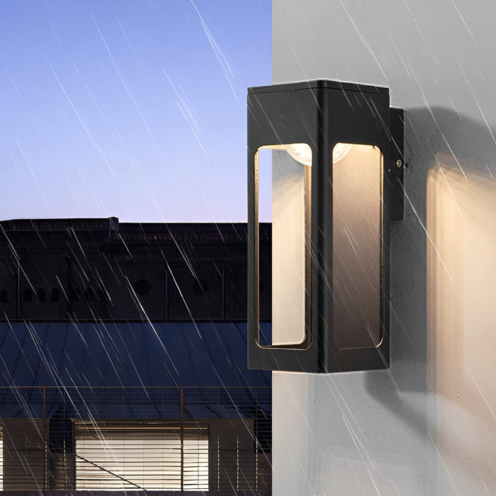 Rectangular Outdoor Wall Sconce - Modern Black LED Fixture, Weatherproof Exterior Lighting