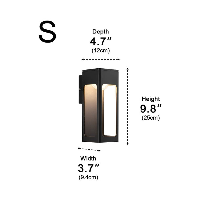 Rectangular Outdoor Wall Sconce - Modern Black LED Fixture, Weatherproof Exterior Lighting