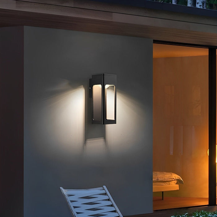 Rectangular Outdoor Wall Sconce - Modern Black LED Fixture, Weatherproof Exterior Lighting