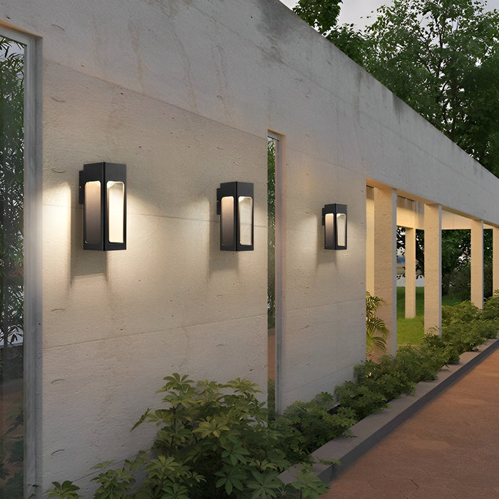 Rectangular Outdoor Wall Sconce - Modern Black LED Fixture, Weatherproof Exterior Lighting
