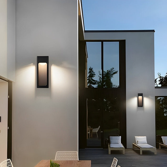 Rectangular Outdoor Wall Sconce - Modern Black LED Fixture, Weatherproof Exterior Lighting