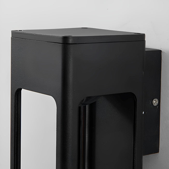 Rectangular Outdoor Wall Sconce - Modern Black LED Fixture, Weatherproof Exterior Lighting