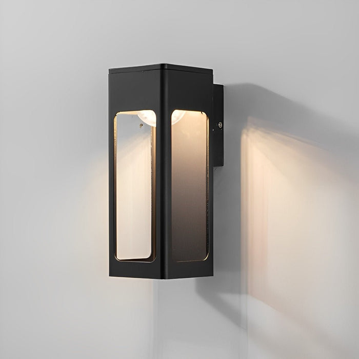 Rectangular Outdoor Wall Sconce - Modern Black LED Fixture, Weatherproof Exterior Lighting