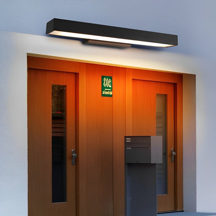 Rectangular Motion Sensor Wall Sconce - Outdoor LED Light / Waterproof, Black Finish