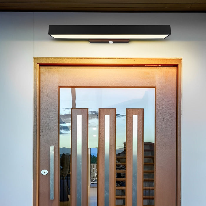 Rectangular Motion Sensor Wall Sconce - Outdoor LED Light / Waterproof, Black Finish