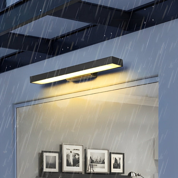 Rectangular Motion Sensor Wall Sconce - Outdoor LED Light / Waterproof, Black Finish
