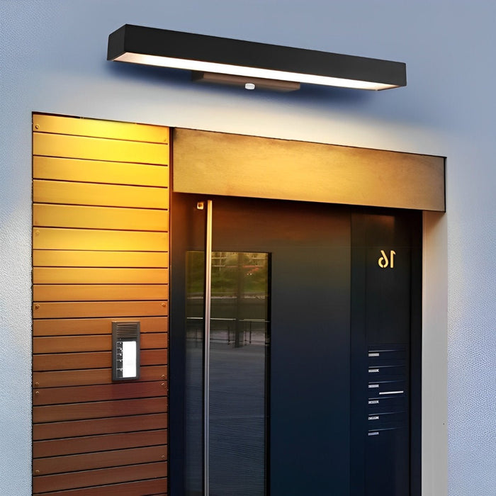 Rectangular Motion Sensor Wall Sconce - Outdoor LED Light / Waterproof, Black Finish