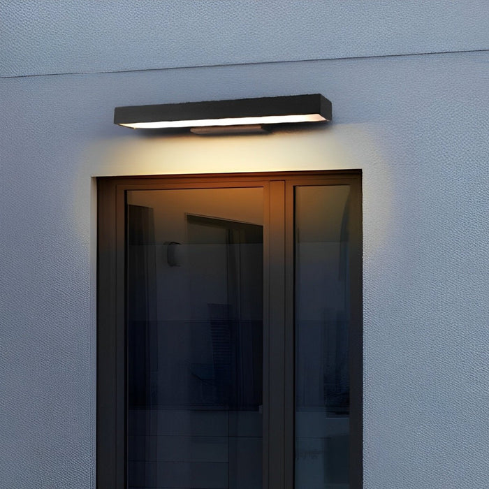 Rectangular Motion Sensor Wall Sconce - Outdoor LED Light / Waterproof, Black Finish