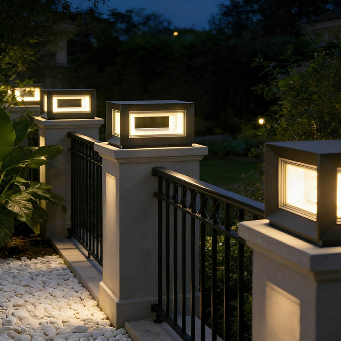 Stainless Steel Solar LED Post Light - Modern Outdoor Square Lantern / Waterproof, Energy-Efficient for Fence, Patio, Gate