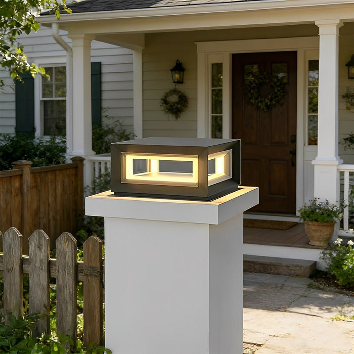 Stainless Steel Solar LED Post Light - Modern Outdoor Square Lantern / Waterproof, Energy-Efficient for Fence, Patio, Gate