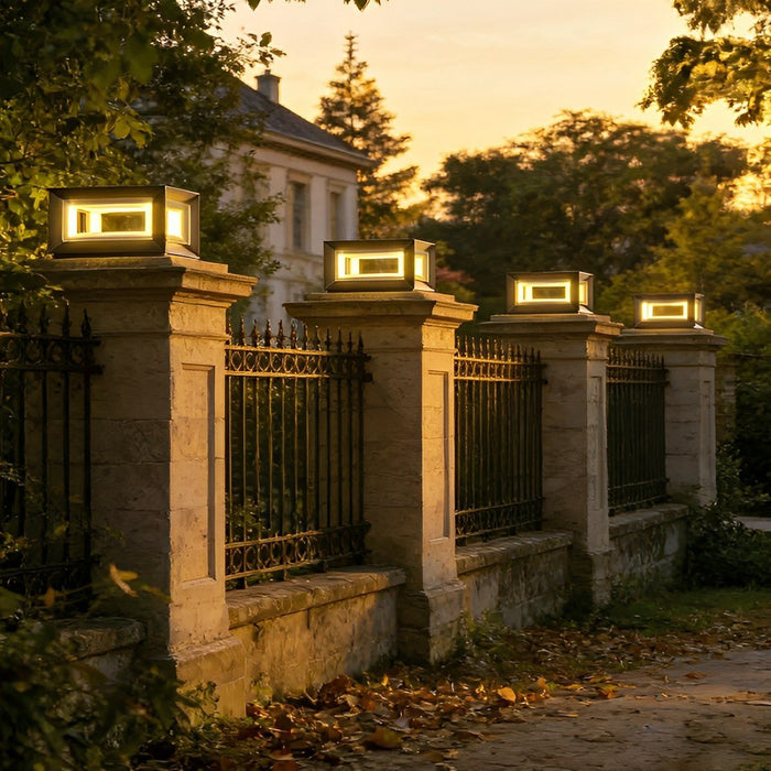 Stainless Steel Solar LED Post Light - Modern Outdoor Square Lantern / Waterproof, Energy-Efficient for Fence, Patio, Gate