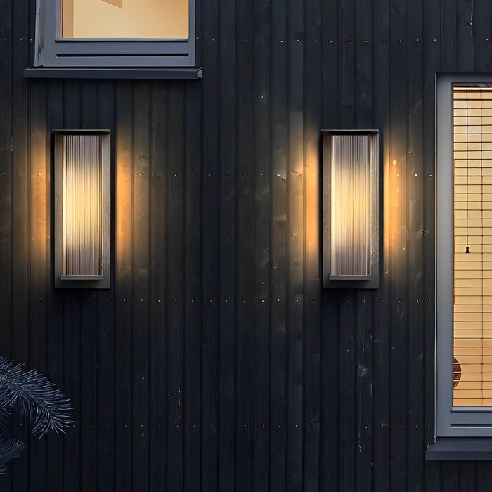 Rectangular Outdoor Solar Wall Sconce - Modern Waterproof Exterior Light Fixture for Patio, Deck, Garden