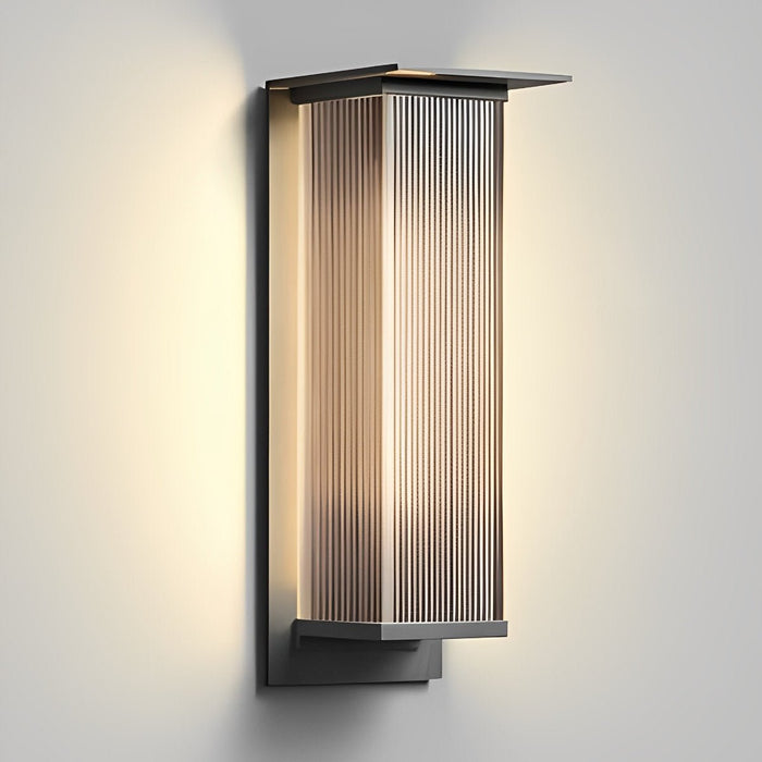 Rectangular Outdoor Solar Wall Sconce - Modern Waterproof Exterior Light Fixture for Patio, Deck, Garden