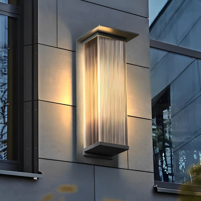 Rectangular Outdoor Solar Wall Sconce - Modern Waterproof Exterior Light Fixture for Patio, Deck, Garden