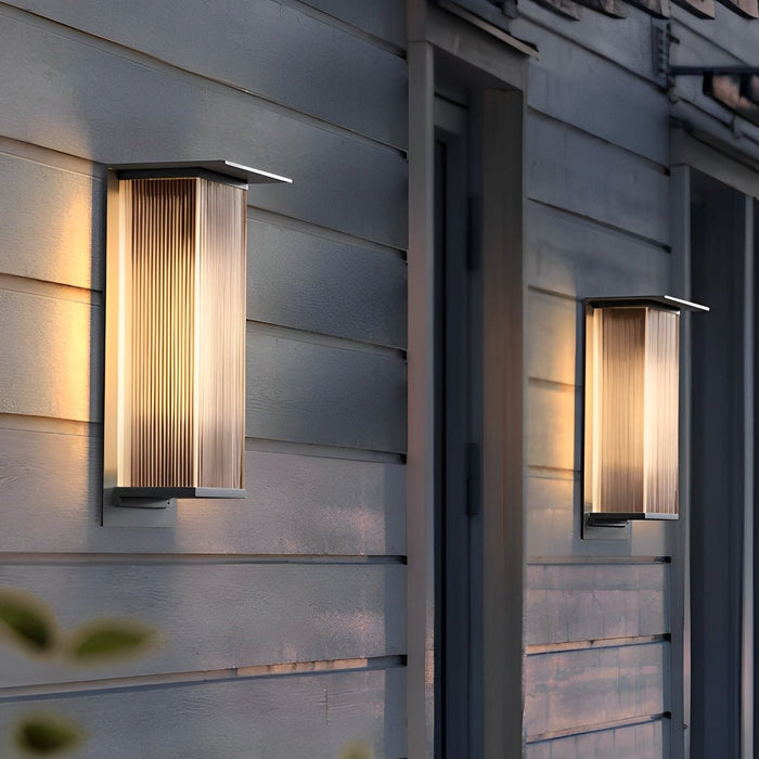 Rectangular Outdoor Solar Wall Sconce - Modern Waterproof Exterior Light Fixture for Patio, Deck, Garden
