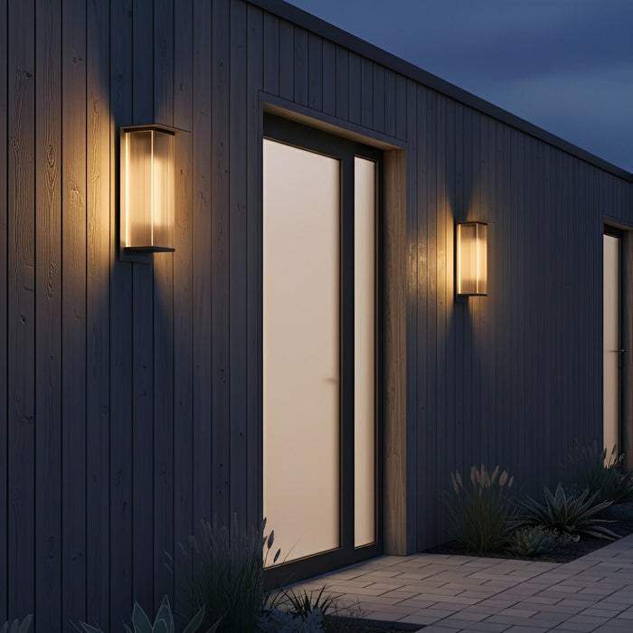 Rectangular Outdoor Solar Wall Sconce - Modern Waterproof Exterior Light Fixture for Patio, Deck, Garden