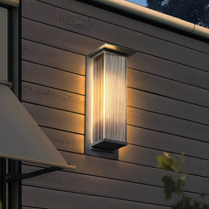 Rectangular Outdoor Solar Wall Sconce - Modern Waterproof Exterior Light Fixture for Patio, Deck, Garden