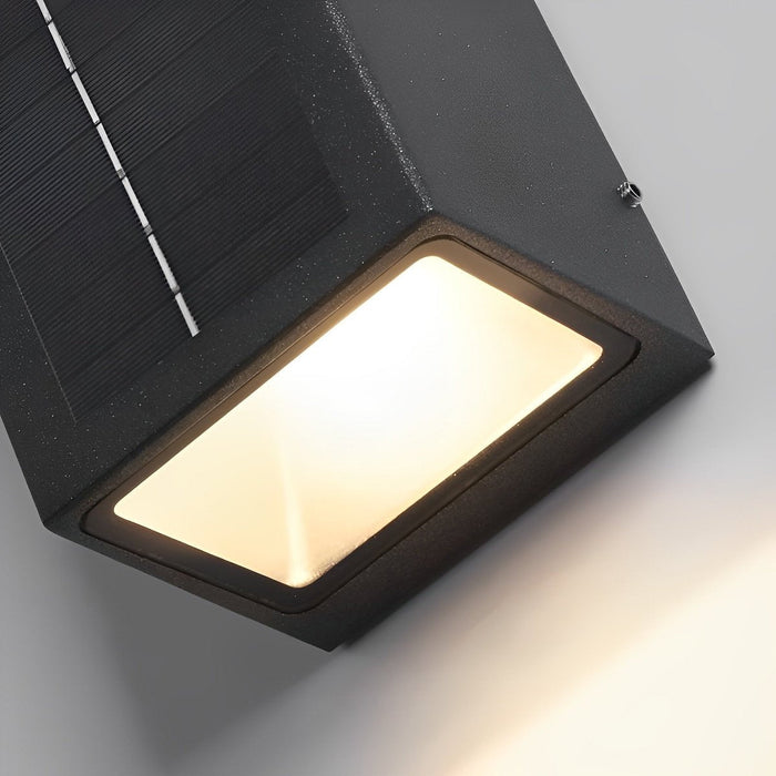 Rectangular Waterproof Up/Down Solar LED Wall Sconce - Modern Outdoor Accent Lighting, Energy Efficient