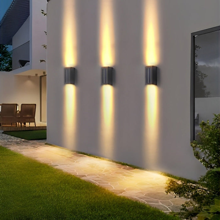 Rectangular Waterproof Up/Down Solar LED Wall Sconce - Modern Outdoor Accent Lighting, Energy Efficient
