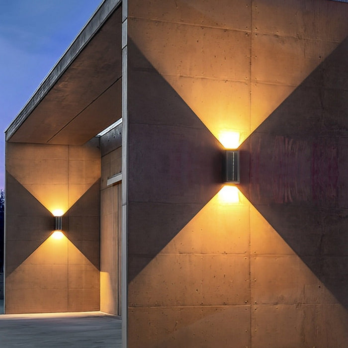 Rectangular Waterproof Up/Down Solar LED Wall Sconce - Modern Outdoor Accent Lighting, Energy Efficient