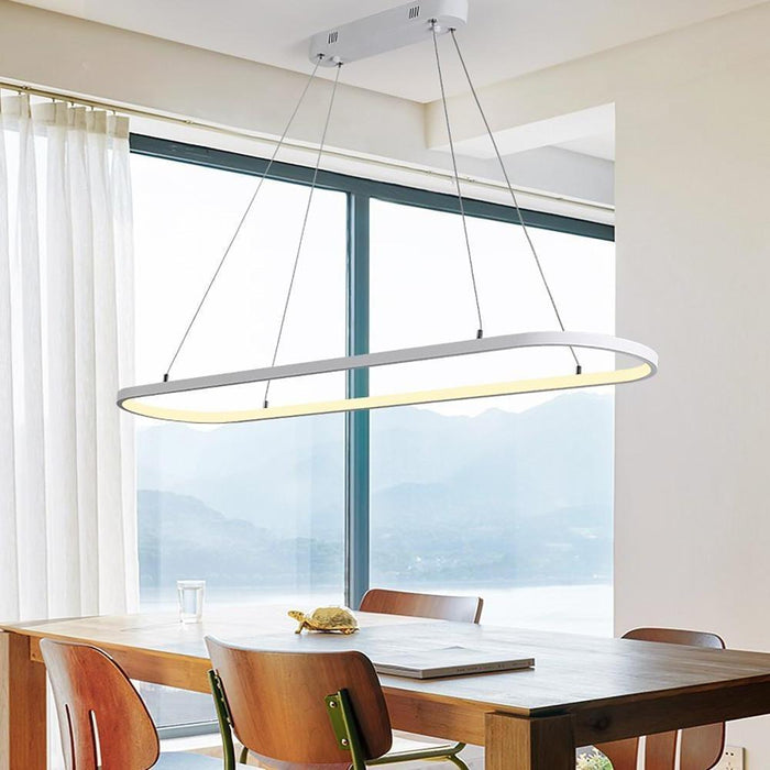 Rounded Rectangular Design Chandeliers Aluminum Silica Gel Island Ceiling Light