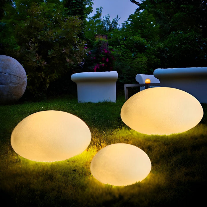 Resin Cobblestone Outdoor Floor Lamp - Weatherproof Patio Garden Pathway Lighting